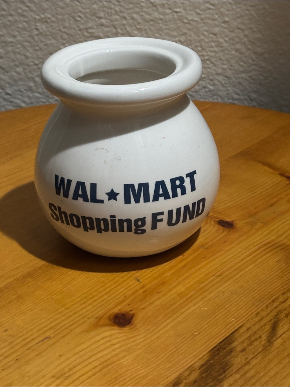 WAL★MART White Ceramic 'Shopping FUND' Coin Jar